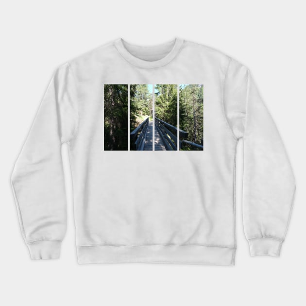 The fabulous alpine waterfalls of Riva in the Dolomites (Campo Tures). Path of San Francesco with Tobl Castle ruins. Lovely place in the Alps. Sunny spring day with no people. Trentino Alto Adige Crewneck Sweatshirt by fabbroni-art